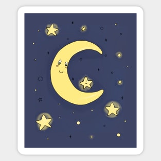 Moon And Stars Sticker